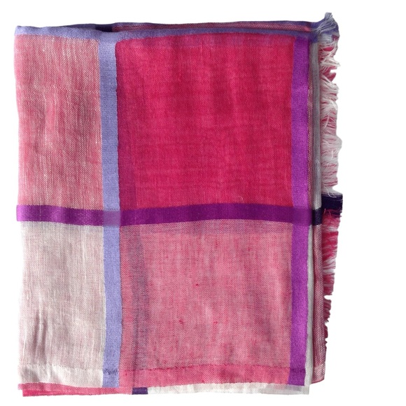 New - Linen Pink, Purple, White Linen Stroll-Scarf - Picture 3 of 3